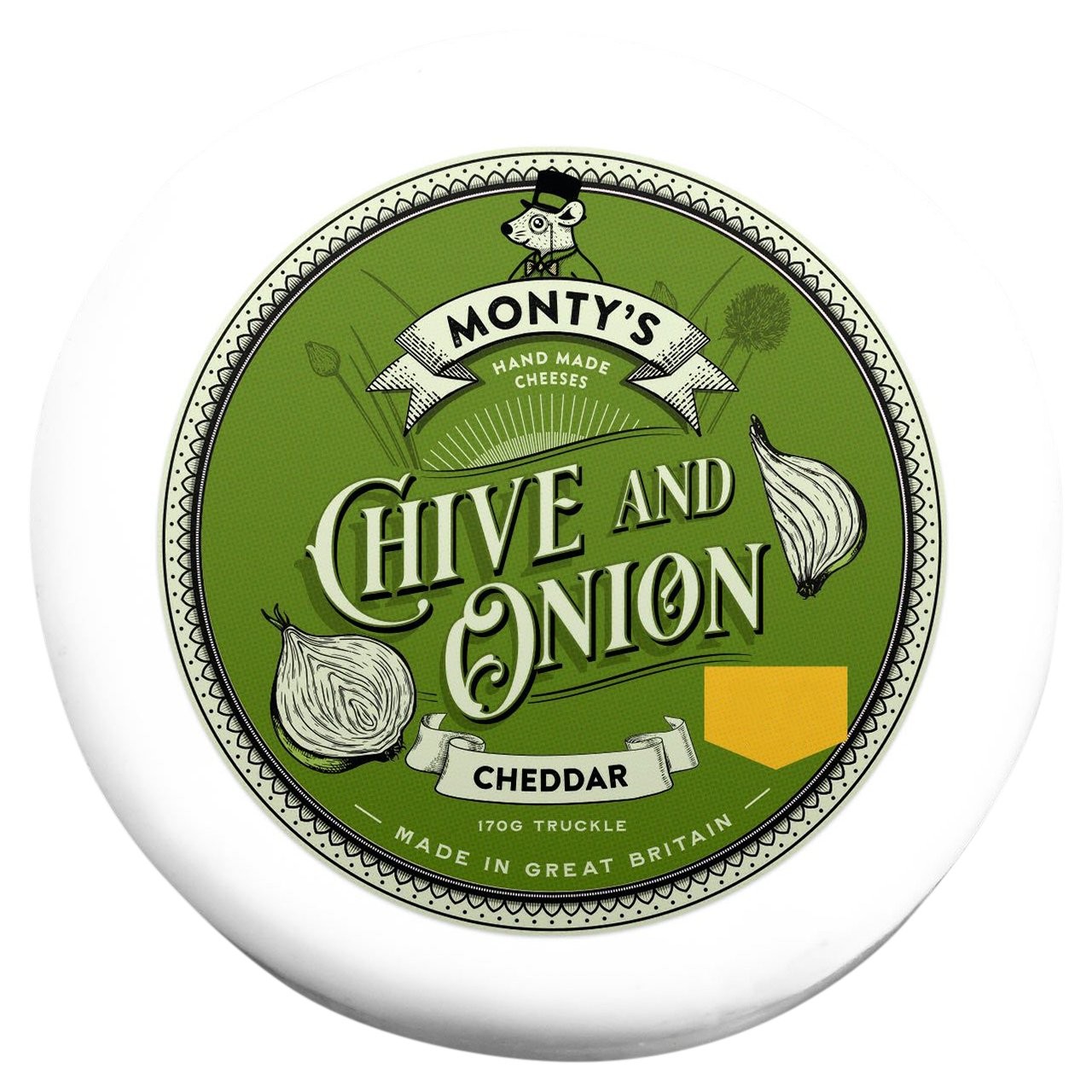 Monty's Cheddar Chive & Onion Wax Truckle 170g
