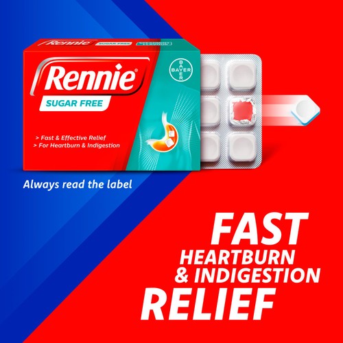 Rennie Sugar-Free Heartburn & Indigestion Chewable Tablets