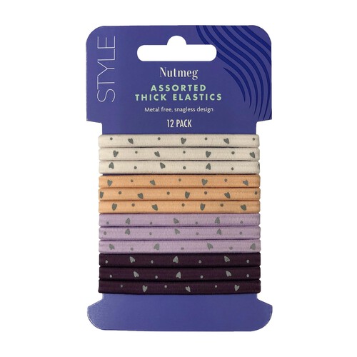 Nutmeg Kids Patterned Hair Elastics 12Pk