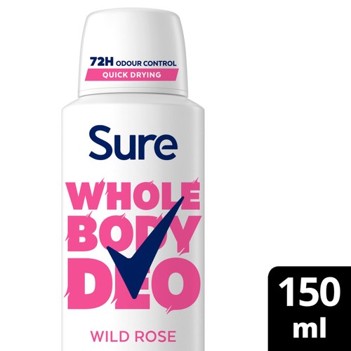Sure Women Wild Rose Whole Body Deodorant Spray 72h Odour Control   150ml