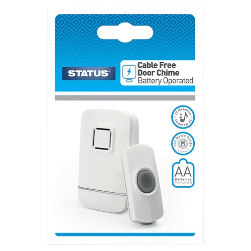 Status Cable Free Battery Operated Door Chime White