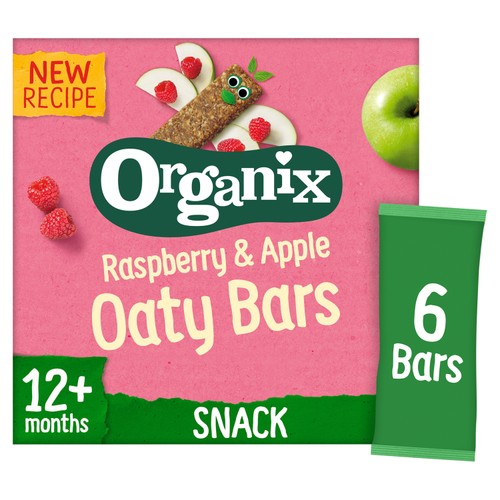 Organix Raspberry & Apple Oaty Bars Organic Toddler Snacks Multipack 6x23g