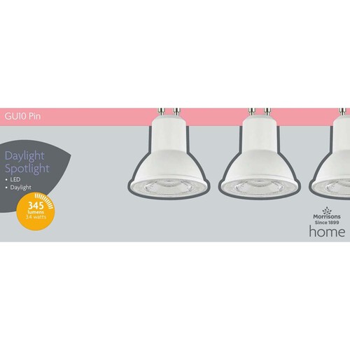 Morrisons LED Gu10 3.4W Daylight 6500K Light Bulbs