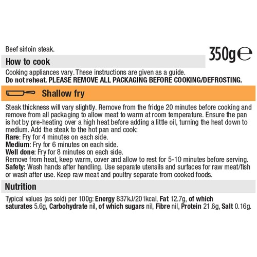 Morrisons British Thick Cut Sirloin Steak 350g