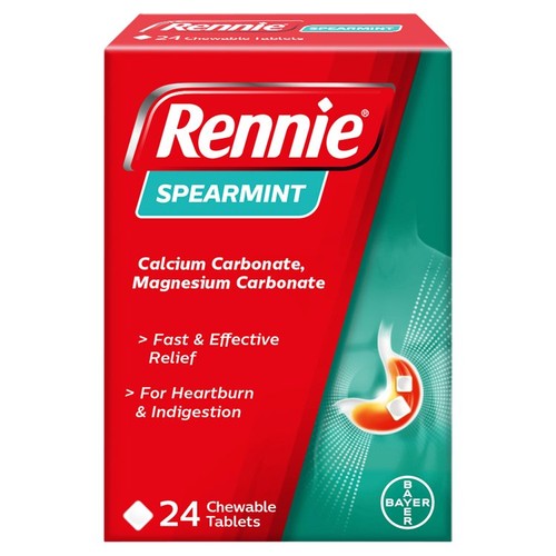 Rennie Spearmint Heartburn & Indigestion Chewable Tablets