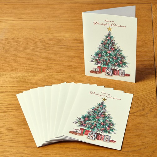 Morrisons Traditional Christmas Tree 10 Christmas Cards