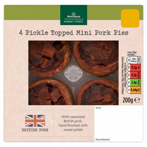 Morrisons The Best Mini Pickle Topped Pork Pies 4 X 50G