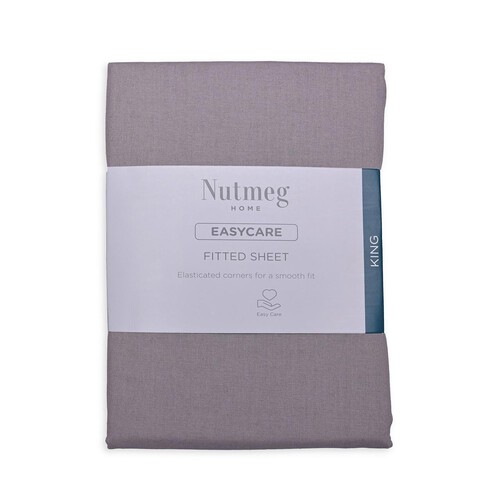 Nutmeg Home Easy Care Cotton Grey King Fitted Sheet