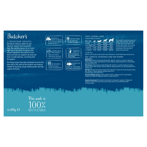 Butcher's Grain Free Puppy Perfect Dog Food Tins Variety Pack