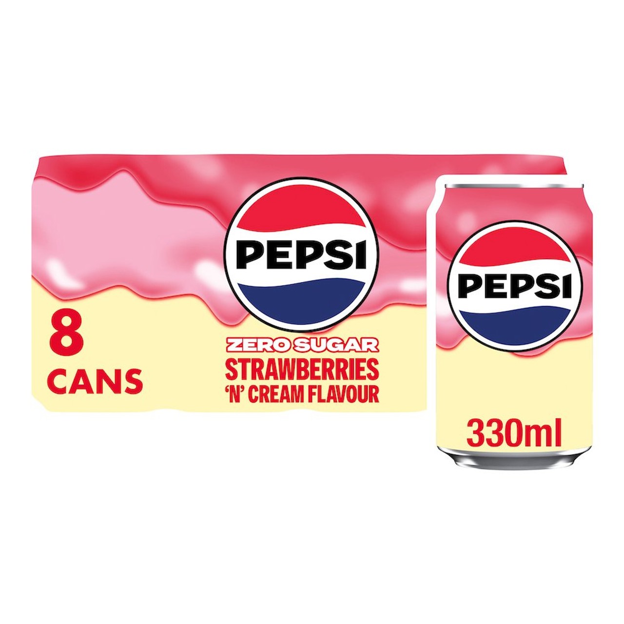 Pepsi Zero Sugar Strawberries N Cream Flavour 8x330ml
