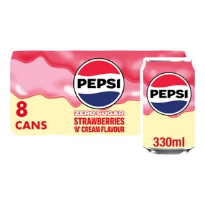 Pepsi Zero Sugar Strawberries N Cream Flavour 8x330ml