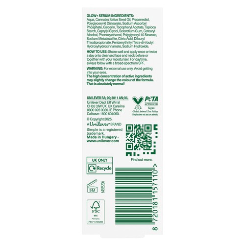 Simple 10% Vitamin C+E+F Face Serum 30ml