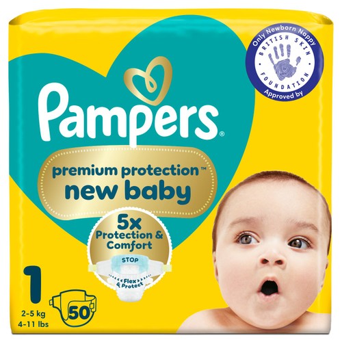 Pampers Premium Protection New Baby Size 1 50 Nappies Essential Pack