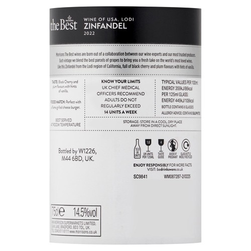 Morrisons The Best California Zinfandel 75CL
