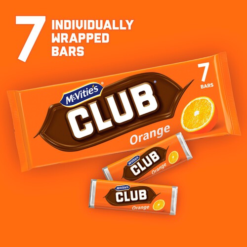 McVitie's Club Orange Chocolate Biscuit Bars 7 Pack Multipack