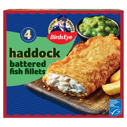 Birds Eye 4 Battered Haddock Fish Fillets 400g
