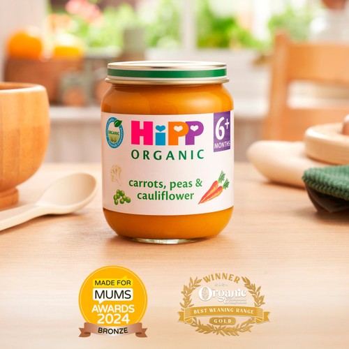 HiPP Organic Carrots Cauliflower & Peas Baby Food Jar 4+ Months 125g