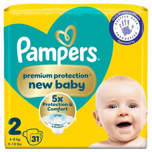 Pampers Premium Protection New Baby Size 2, 31 Nappies Carry Pack