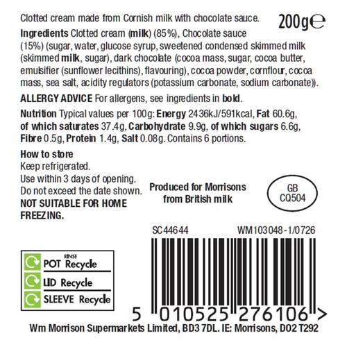 Morrisons The Best Chocolate Clotted Cream 200g