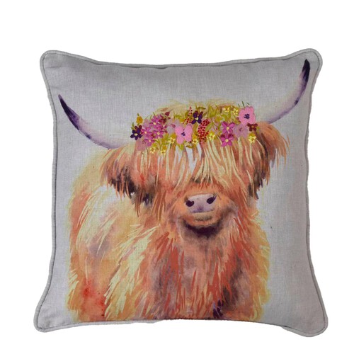 Nutmeg Home Highland Cow Cushion 43 X 43cm