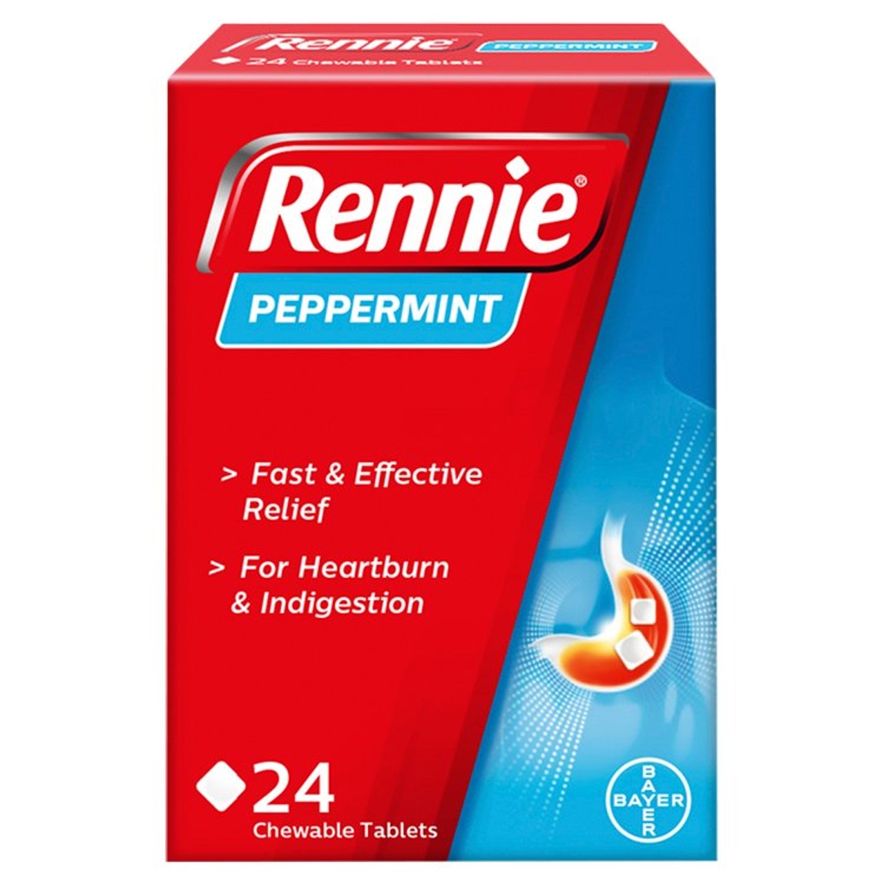 Rennie Peppermint Heartburn & Indigestion Chewable Tablets