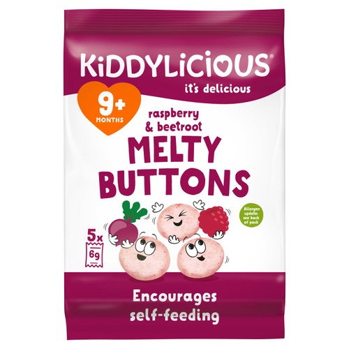Kiddylicious Raspbery & Beetroot Melty Buttons Baby Snacks