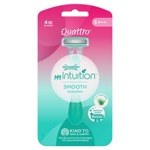 Wilkinson Sword Quattro for Women Sensitive Disposable Razors x3