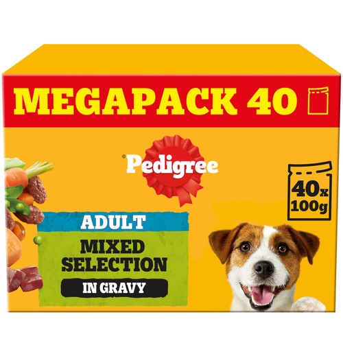 Pedigree Adult Wet Dog Food Pouches Mixed Selection in Gravy Mega Pack