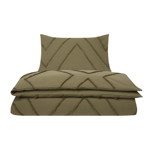 Home Style 100% Cotton Tufted Khaki Duvet Set King