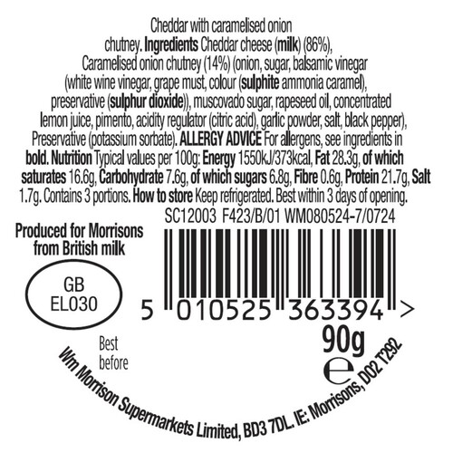 Morrisons Cheddar With Caramelised Onion Chutney Truckle 