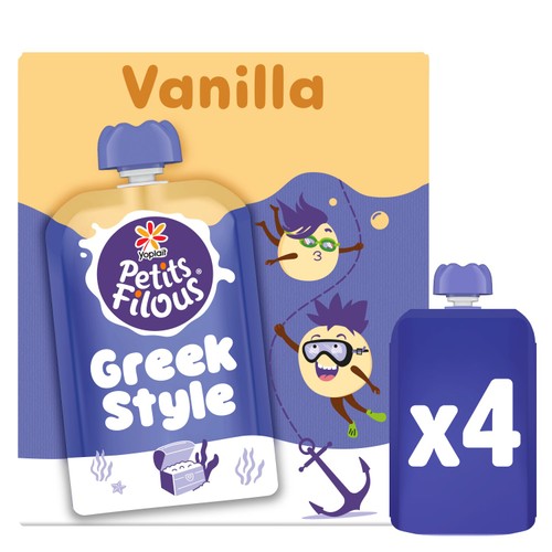 Petits Filous Kids Greek Style Vanilla Yoghurt Pouch 4x85g