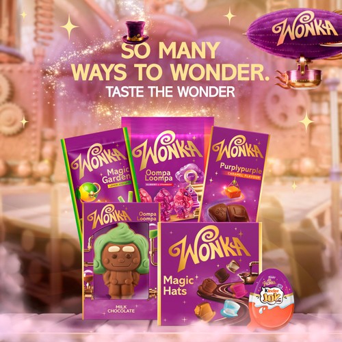 Wonka Purply Purple Milk Chocolate & Caramel Flavour Chocolate Bar 90g