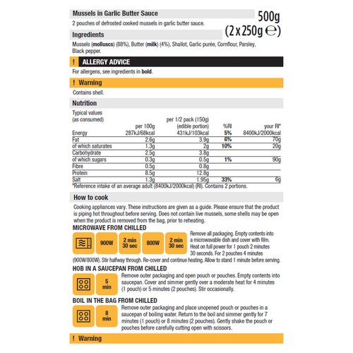 Morrisons Market Street Cooked Mussels In Garlic Butter 500g