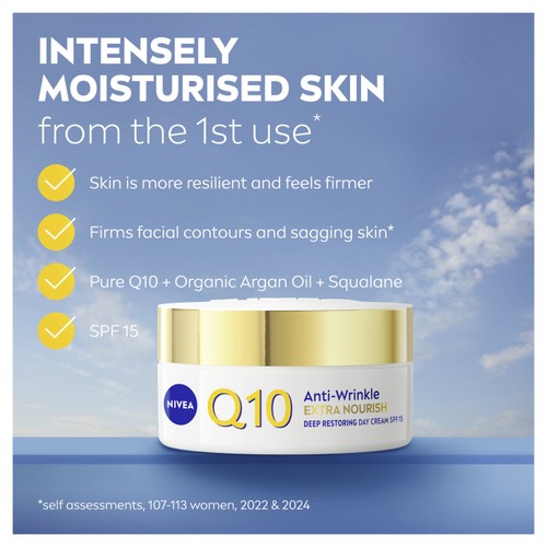 NIVEA Q10 Anti-Wrinkle Day Cream for 60+ Mature Skin SPF15 
