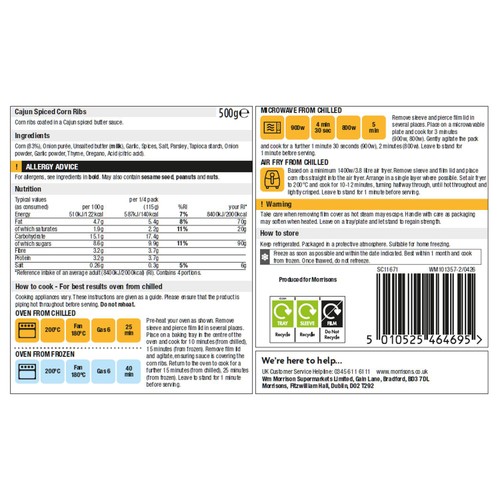 Morrisons Americana Cajun Spiced Corn Ribs 500g