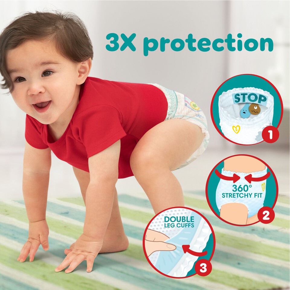 Pampers BabyDry Nappy Pants Size 7, 50 Nappies, 17kg+, Jumbo+ Pack