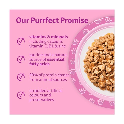 Whiskas 2-12 Months Wet Cat Food Pouches Poultry Feasts In Jelly 40 x 85g