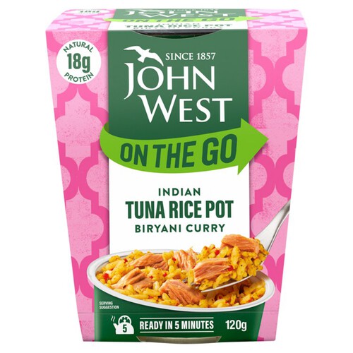 John West On The Go Indian Biryani Curry Tuna Rice Pot (120g)