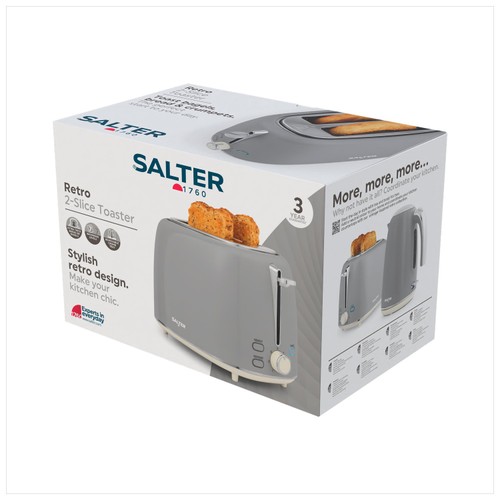 Salter Retro 2 Slice Toaster Grey