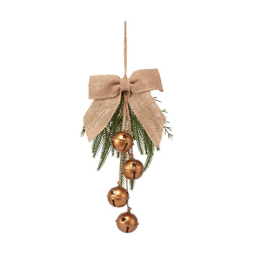 Morrisons Hanging Gold Bells With Hessian Bow