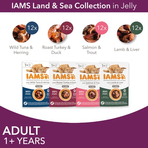 Iams Land & Sea Collection in Jelly 1+ Years 48 x 85g (4.08kg)