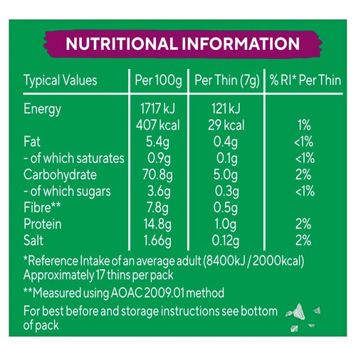 Ryvita Thins Rosemary & Sea Salt Flatbread Crackers 