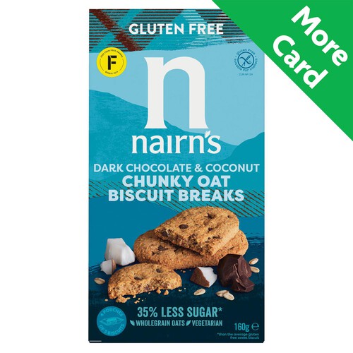 Nairn's Gluten Free Biscuit Breaks Chunky Oats, Dark Chocolate & Coconut