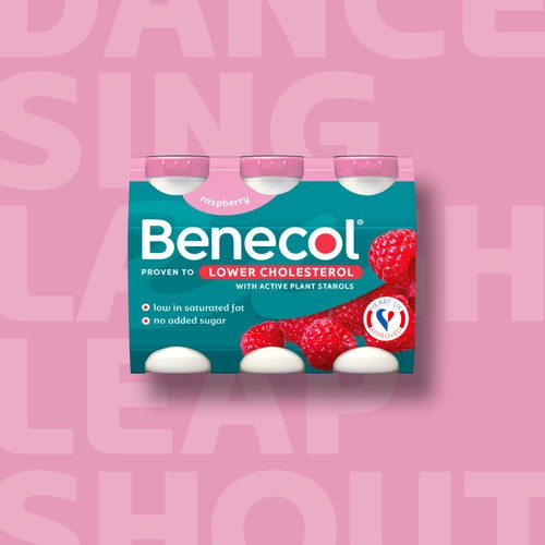 Benecol No Added Sugar Raspberry Yogurt Drink 6 x 67.5g (405g)