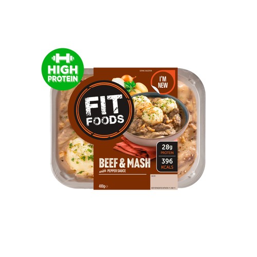 Fit Foods Beef & Mash With Pepper Sauce 400G