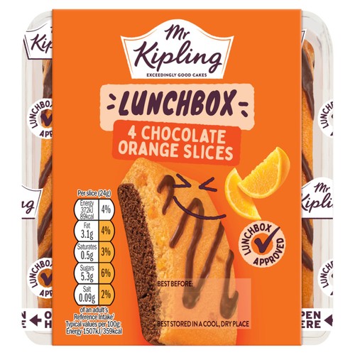 Mr Kipling Lunchbox Milk Chocolate Orange Cake Slices 4 Pack