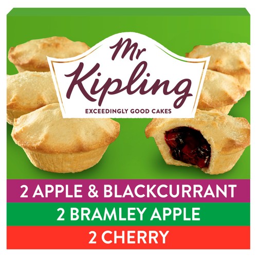 Mr Kipling Apple, Blackcurrant & Cherry Fruit Pies Cakes 6pk