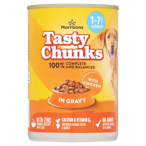 Morrisons adult dog tasty chunks in gravy with chicken