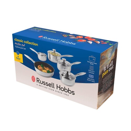 Russell Hobbs Classic Collection 5pc Stainless Steel Pan Set