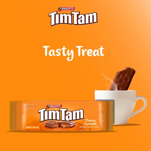 Arnotts Tim Tam Chewy Caramel Milk Chocolatey Biscuits  9 Pack